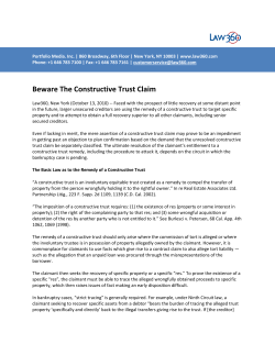 Beware The Constructive Trust Claim