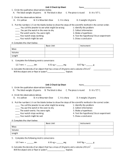Unit 2 Check Up Sheet 1. Circle the qualitative observations below