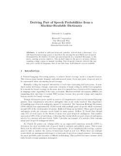 Deriving Part of Speech Probabilities from a Machine