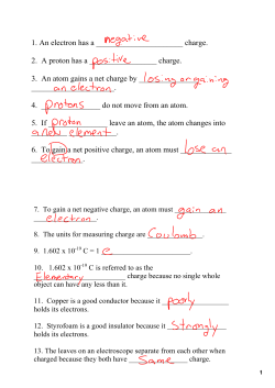1. An electron has a charge. 2. A proton has a charge. 3. An atom ga