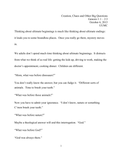 Creation, Chaos and Other Big Questions Genesis 1:1 &ndash; 2:3 October