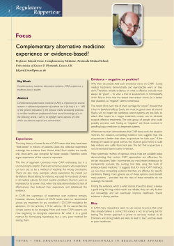 Complementary alternative medicine: experience or
