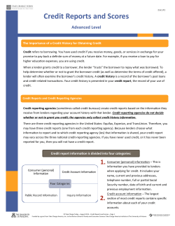 Credit Reports and Scores