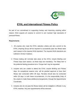 EYHL Fitness Policy - Irish Hockey Umpires Association