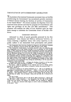 The Status of Anti-Communist Legislation