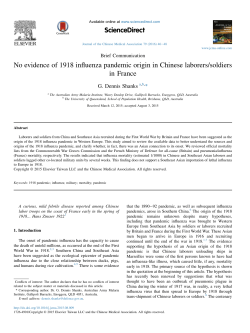No evidence of 1918 influenza pandemic origin