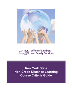 New York State Non-Credit Distance Learning Course Criteria Guide