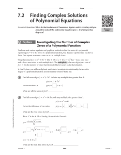 7.2 Finding Complex Solutions of Polynomial Equations