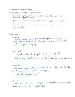 Section 3.4: Exponential and Logarithmic Equations
