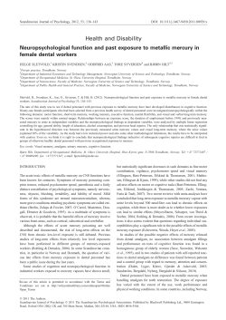 Neuropsychological function and past exposure to metallic mercury