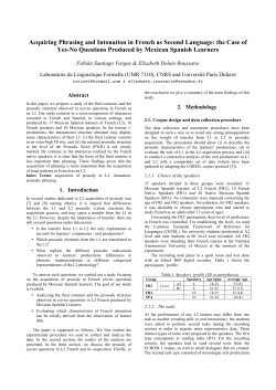Acquiring Phrasing and Intonation in French as Second Language
