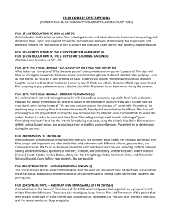 FILM COURSE DESCRIPTIONS