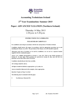 ADVANCED TAXATION (Northern Ireland) Thursday 14 May 2015