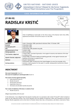 case information sheet - radislav krstić