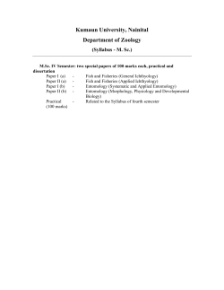 Kumaun University, Nainital Department of Zoology