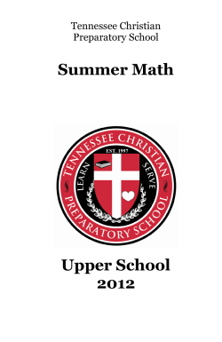 Summer Math Upper School 2012