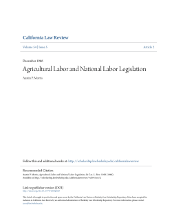 Agricultural Labor and National Labor Legislation