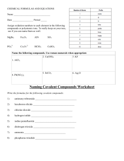 Naming Covalent Compounds Worksheet