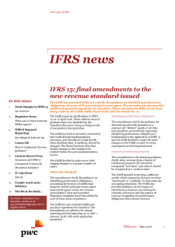 IFRS news - IFRS 15: final amendments to the new revenue