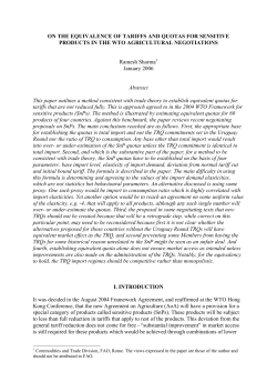 On Estimating the Quota-Equivalent of Tariffs for Sensitive Products