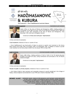 Case Information Sheet - International Criminal Tribunal for the