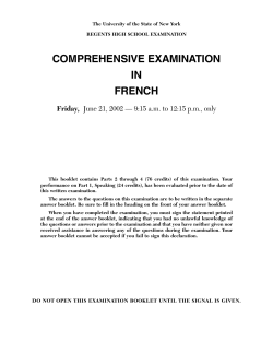 COMPREHENSIVE EXAMINATION IN FRENCH Friday