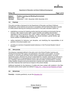 Policy 703 - Positive Learning Environment
