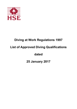 List Of Approved Diving Qualifications