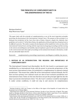 THE PRINCIPLE OF COMPLEMENTARITY IN THE