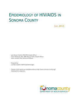 EPIDEMIOLOGY OF HIV/AIDS IN SONOMA COUNTY