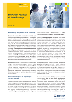 Innovation Potential of Biotechnology
