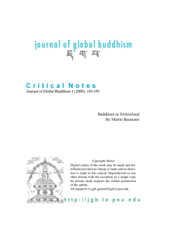 Critical Notes - Journal of Global Buddhism