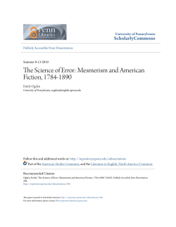 The Science of Error: Mesmerism and American Fiction, 1784-1890