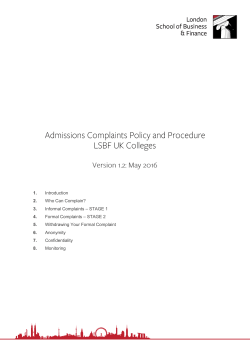 3. Informal Complaints &ndash; STAGE 1 4. Formal Complaints