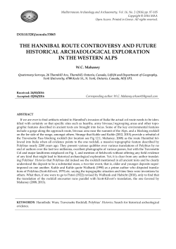 THE HANNIBAL ROUTE CONTROVERSY AND FUTURE