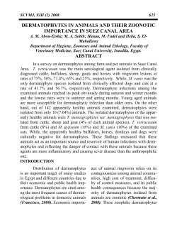 dermatophytes in animals and their zoonotic importance in suez