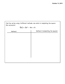 f(x) = 2x2 - 4x + 6 - Ottawa Hills Local Schools