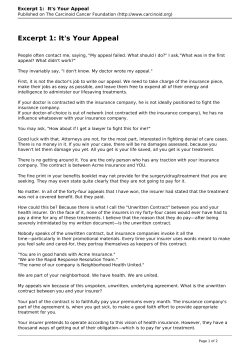 Excerpt 1: It`s Your Appeal - Carcinoid Cancer Foundation