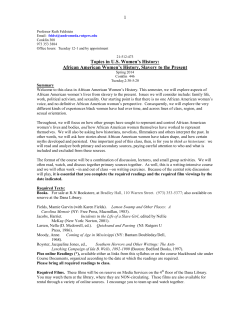 African American Women`s History, Slavery to the Present