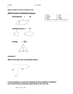 AREA formulas for REGULAR polygons: parallelogram = bh