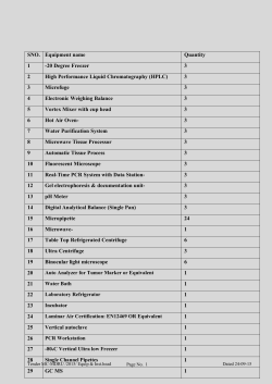 SNO. Equipment name Quantity 1 -20 Degree Freezer 3 2 High