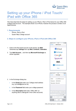 Setting up your iPhone / iPod Touch/ iPad with Office 365