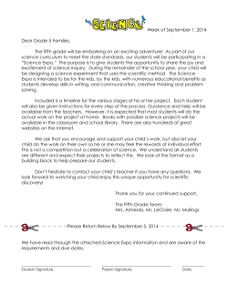 Grade 5 Science Expo Information