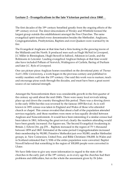 Evangelicalism in the late Victorian period circa 1860…
