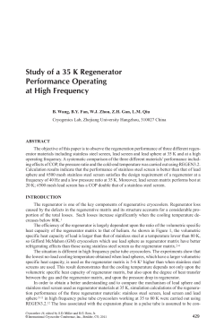 Study of a 35 K Regenerator Performance Operating at High