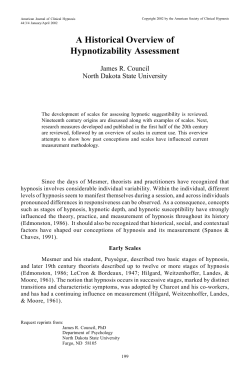 A Historical Overview of Hypnotizability Assessment