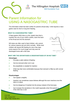 Parent Information for USING A NASOGASTRIC TUBE