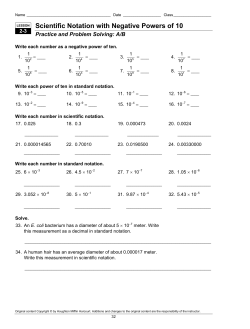 Scientific Notation with Negative Powers of 10