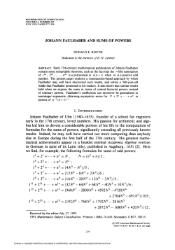 JOHANN FAULHABER AND SUMS OF POWERS lu+2n + -