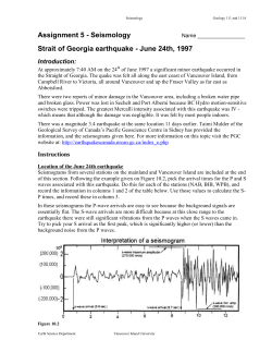 Seismology Strait of Georgia earthquake